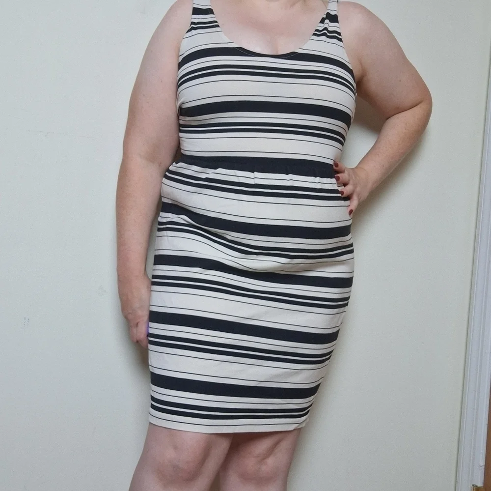 J. Crew Villa Dress in Black and Cream Stripe Size XS